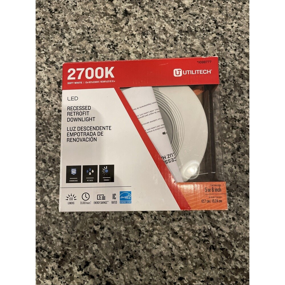 Utilitech LED 2700K White 650 Lumens Recessed Retrofit Downlight | Fits 5" - 6"